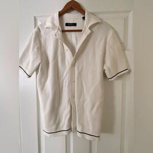 White knit button down